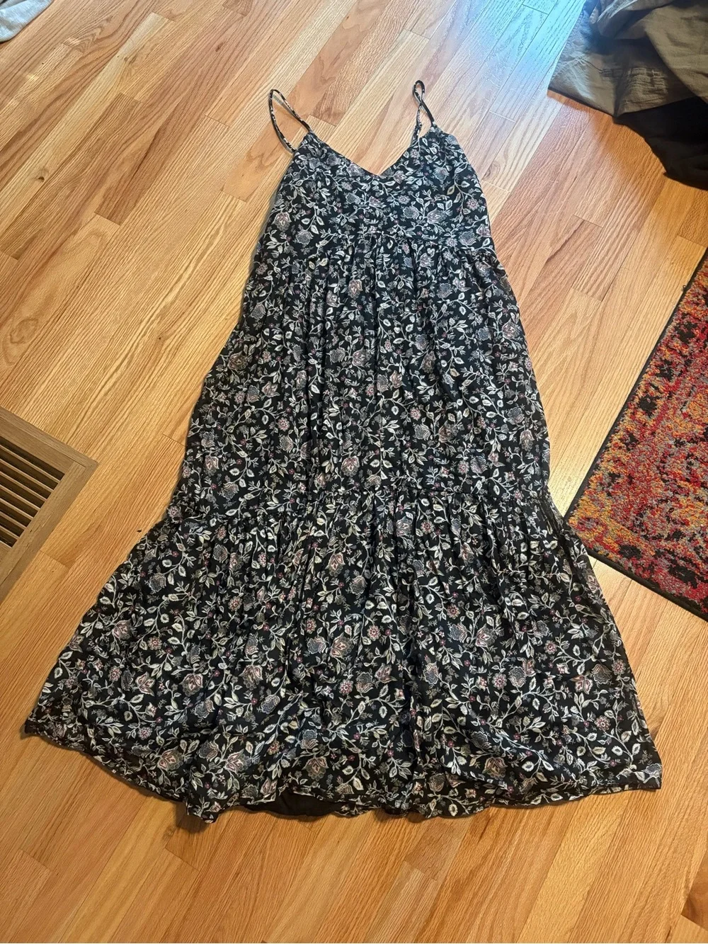 Abercrombie & Fitch Black Floral Tiered Maxi Dress